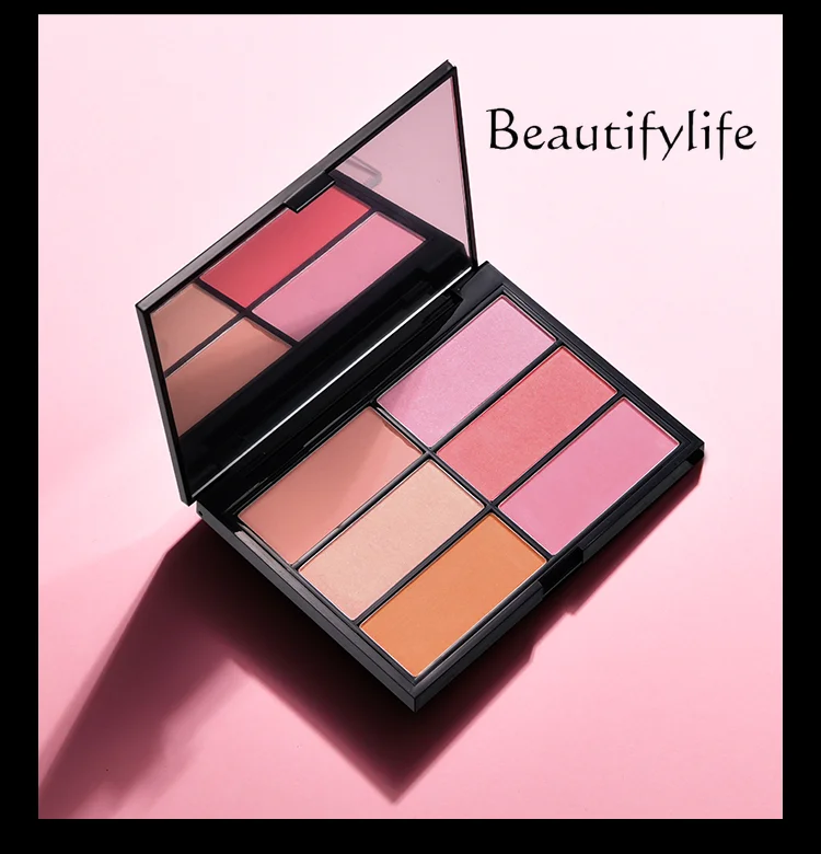 

Makeup six-color blush multi-color adjustable color large capacity expansion color female tender pink orange trim