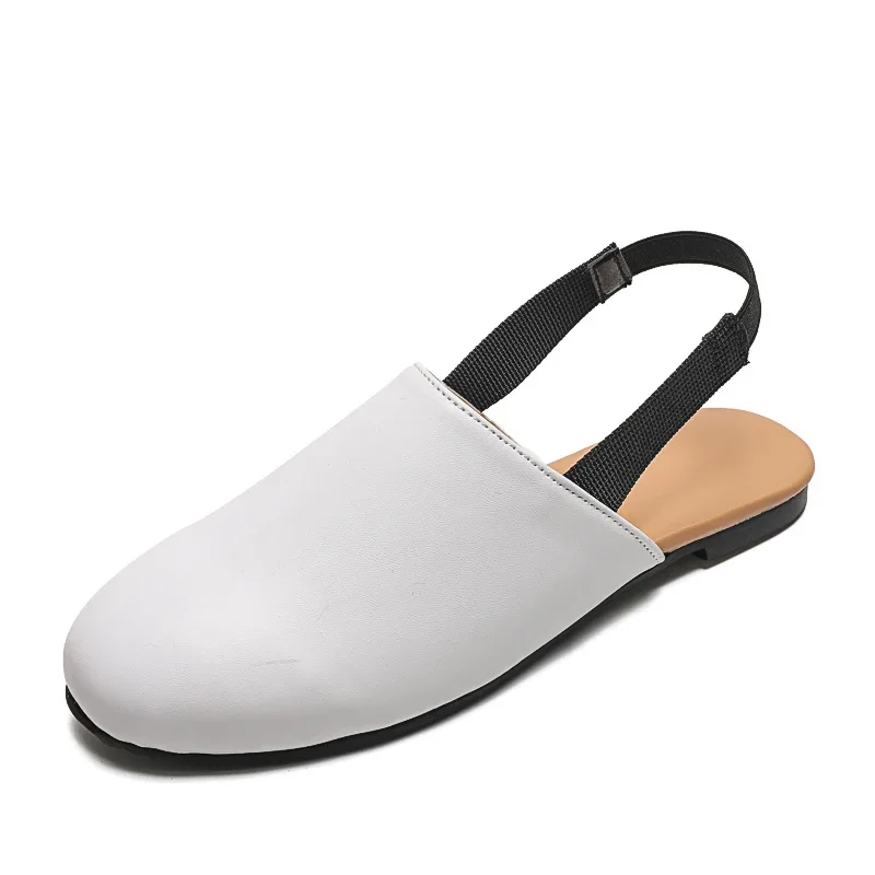 Pantoufles en cuir pour enfants, sling back, or, blanc, marron, garçons, filles, printemps, été, nouveauté, taille 21-42