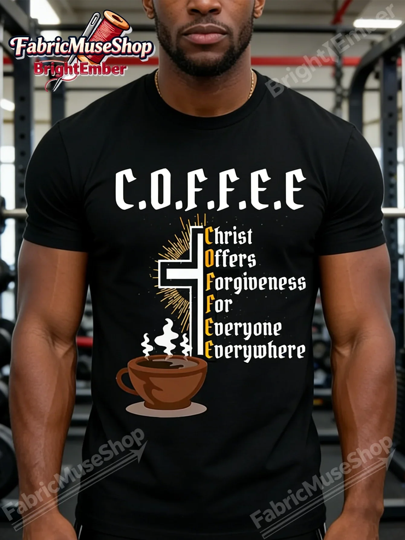 2026 Coffee Christ Offers Forgiveness to All, Wherever You Are, Funny Tshirt Street Style Oversized Fit, Soft Cotton, Fashionabl