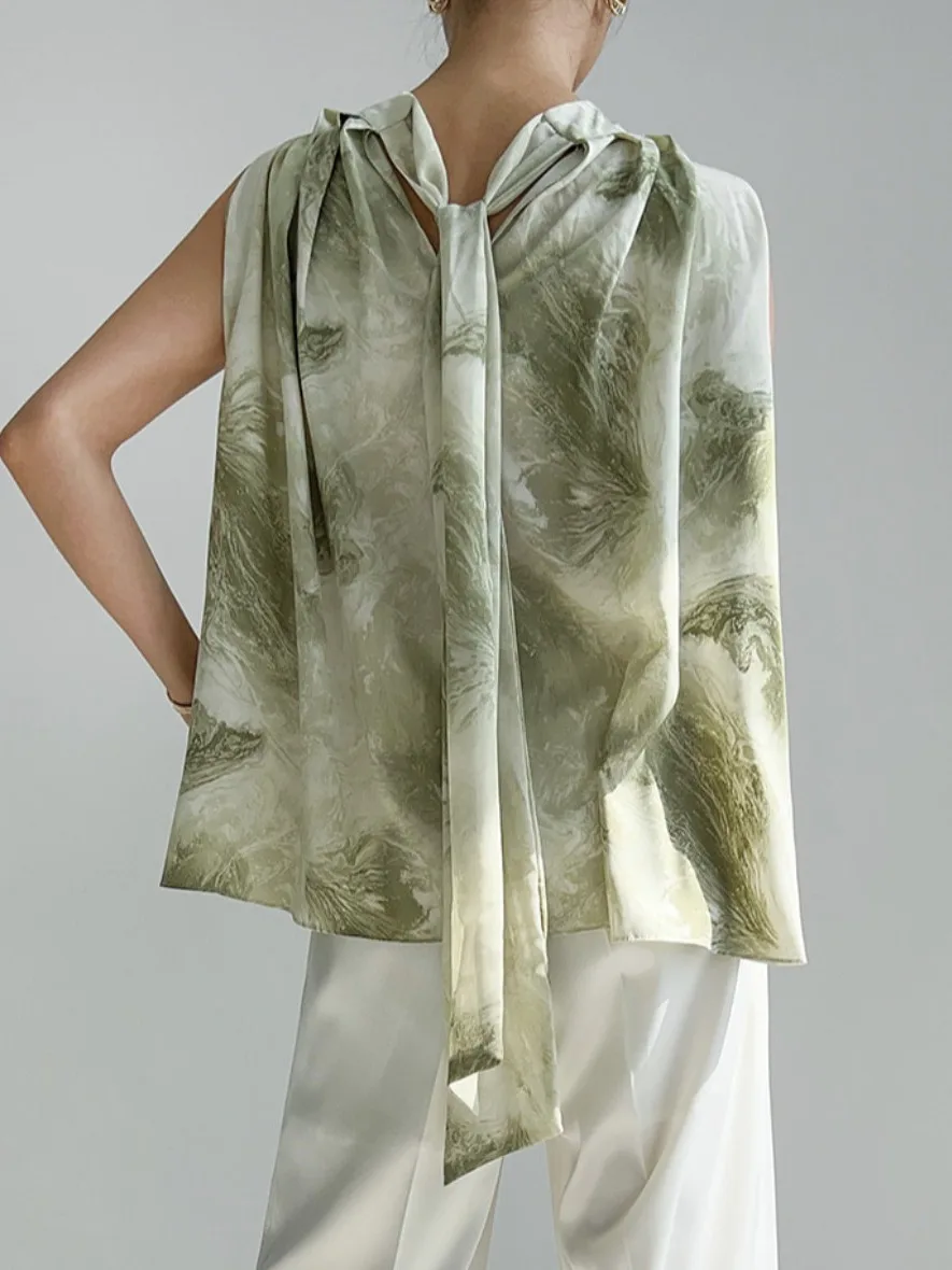 أنيقة الصيف المرأة irt شيك شخصية مطوي اتجاهين الراقية تصميم الإحساس Sa بلوزة شيفون تخفيف Sle منتظم صالح #3