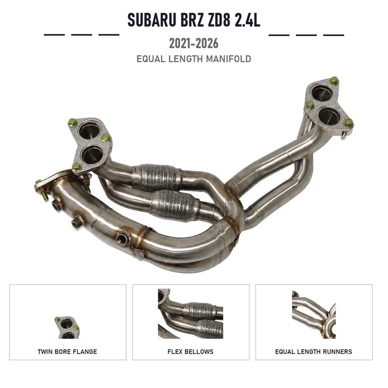 Direct Fit Equal Length Exhaust Manifold Header Subaru BRZ ZD8 2.4L FA24D 2021-2026 Flex Bellows Racing Tuning Parts Kit Direct