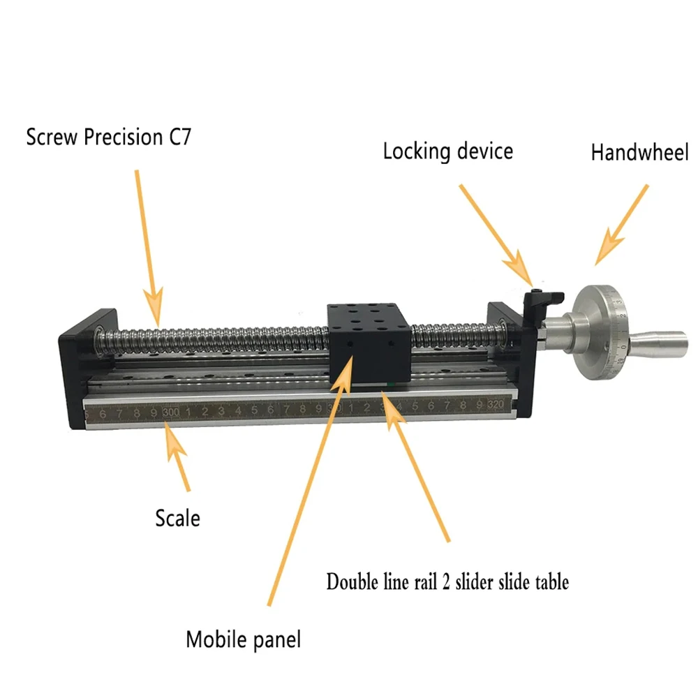 Linear Guid Double Square Sliding Table SFU 1204/1605/1610 Block Carriage Ball Screw Platform XYZ Motion Stage 4PCS Sliders