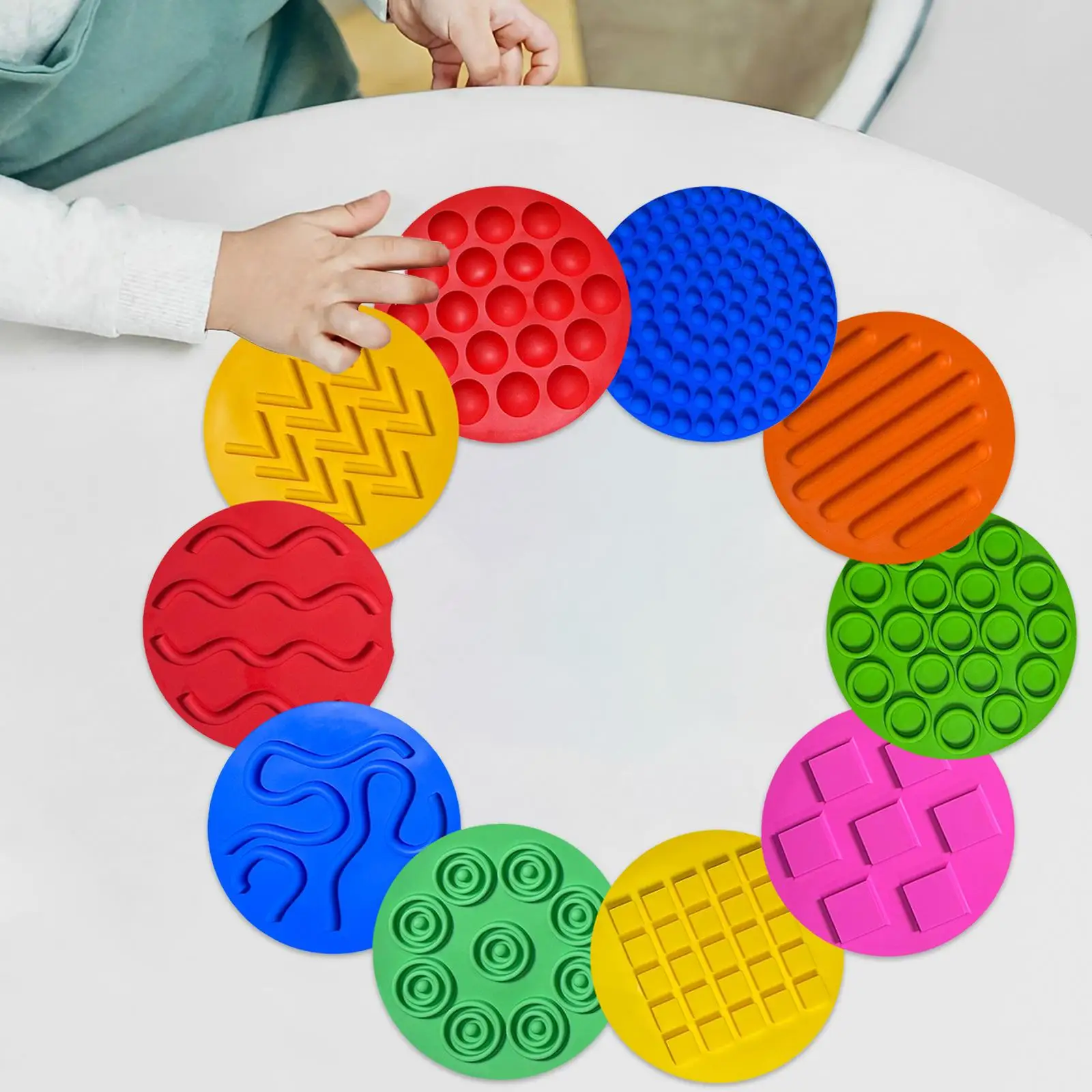 

10 Pieces Sensory Discs Mat Sensory Silicone Mats for Game Activity Home