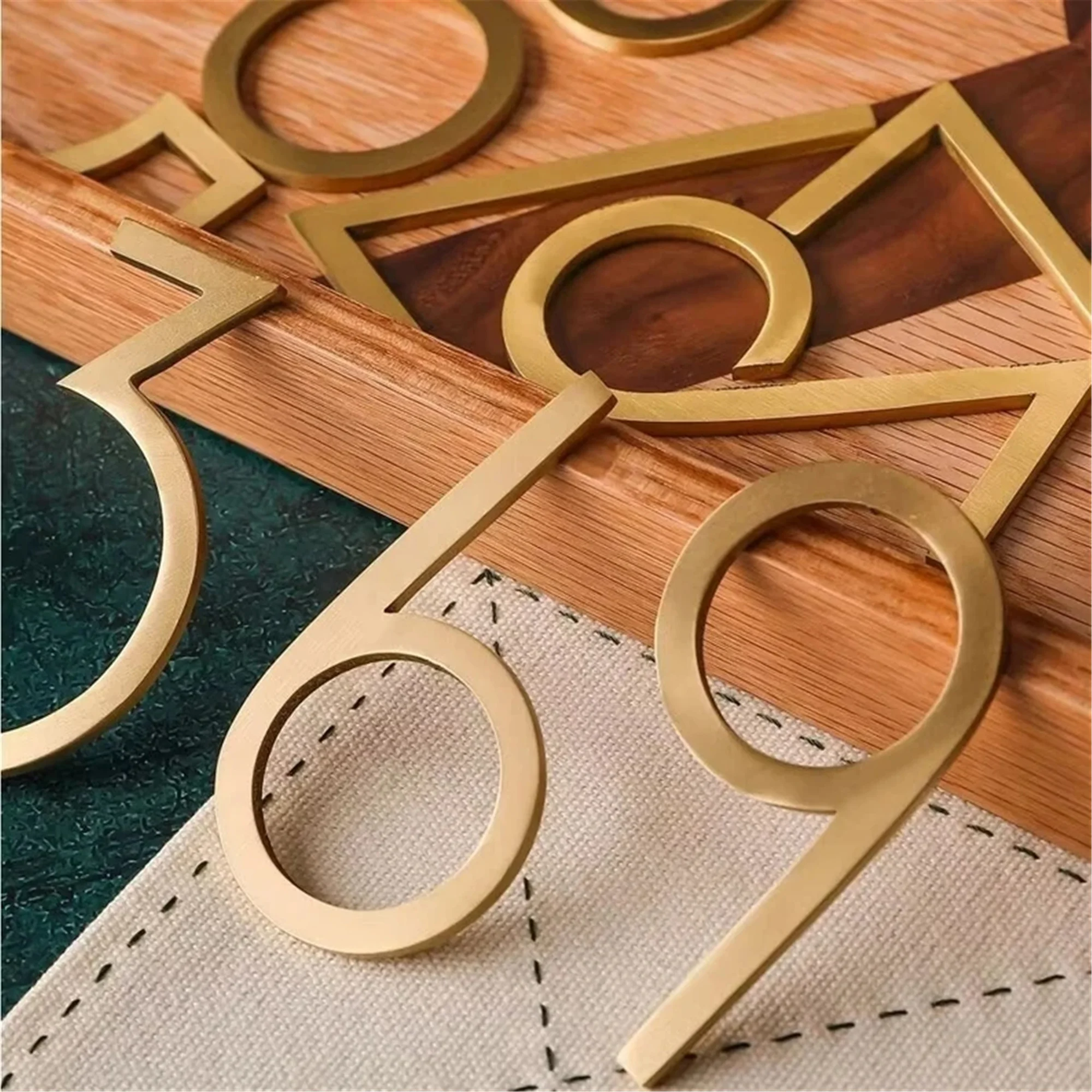 Creative Brass Gold Numbers Hotel Apartments Room Door Figures Self-adhesive Dormitory Home Number Simple DIY Wall Decoration