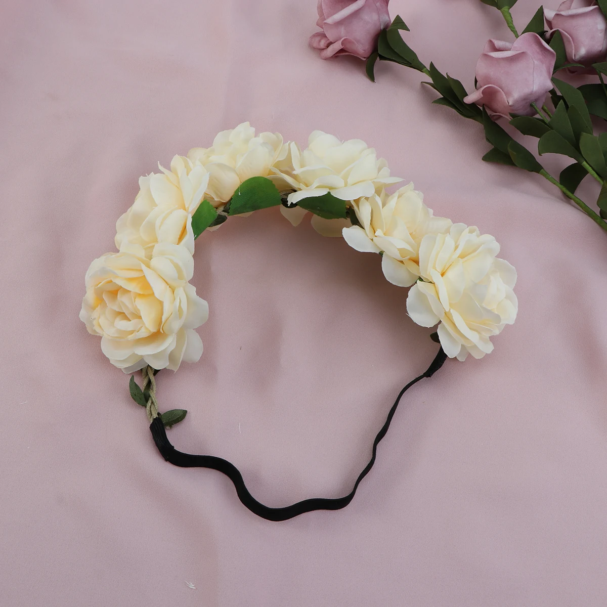 

Elastic Floral Headband Wreath Hair Accessory For Women Girls Party Wedding Bridal Beach Decoration Flower Hairband Hair