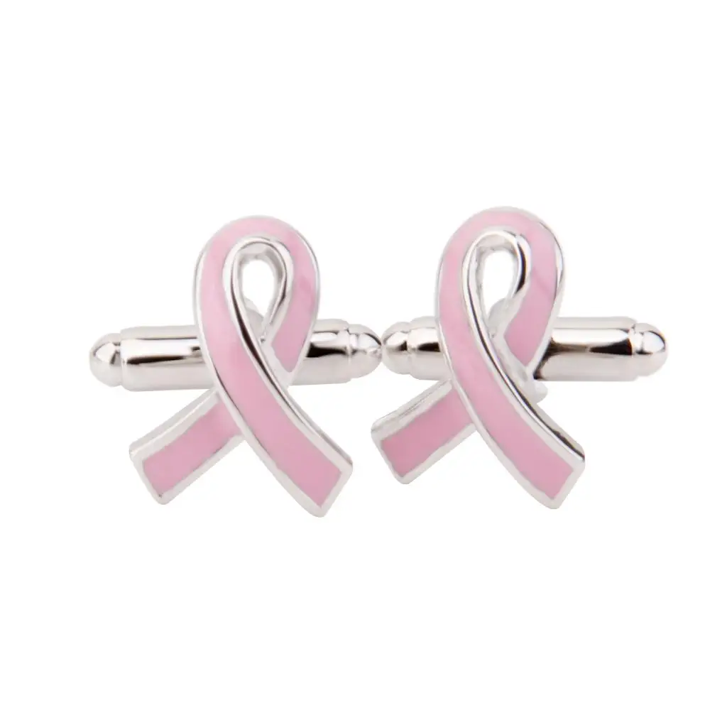 Breast Cancer Care Cufflink Stylish Copper Pink Silver Man Jewelry Wedding Cufflinks for Shirts