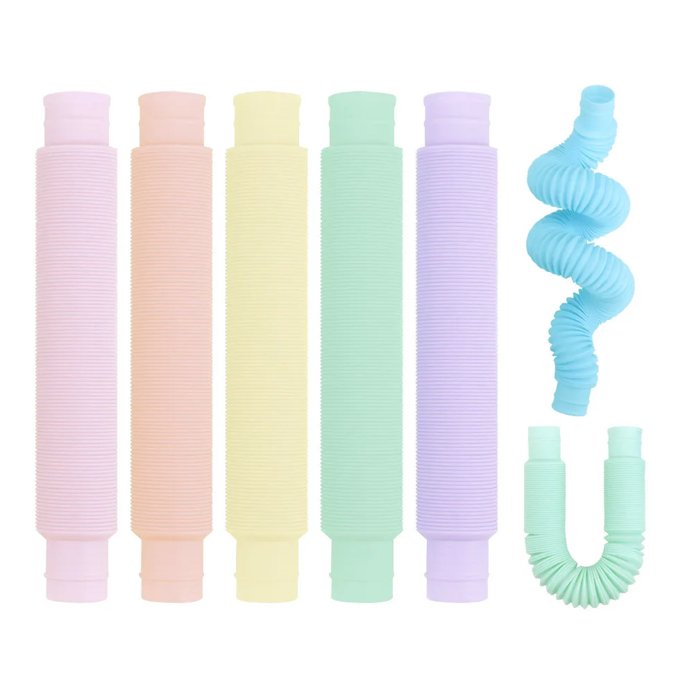 Decompression Toys Pop Tube Children Adult Corrugated DIY Stretch Tube Macaron Color Stretch Plastic Tube Anti Stress  Fidget