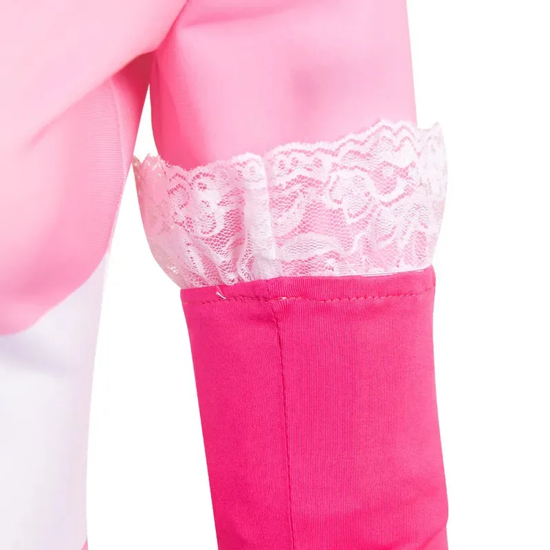 엔젤 더스트 코스프레 판타지 가발 만화 헬 인 변장 의상 장갑 나비넥타이 핑크 의상 여성 할로윈 롤플레이 의류