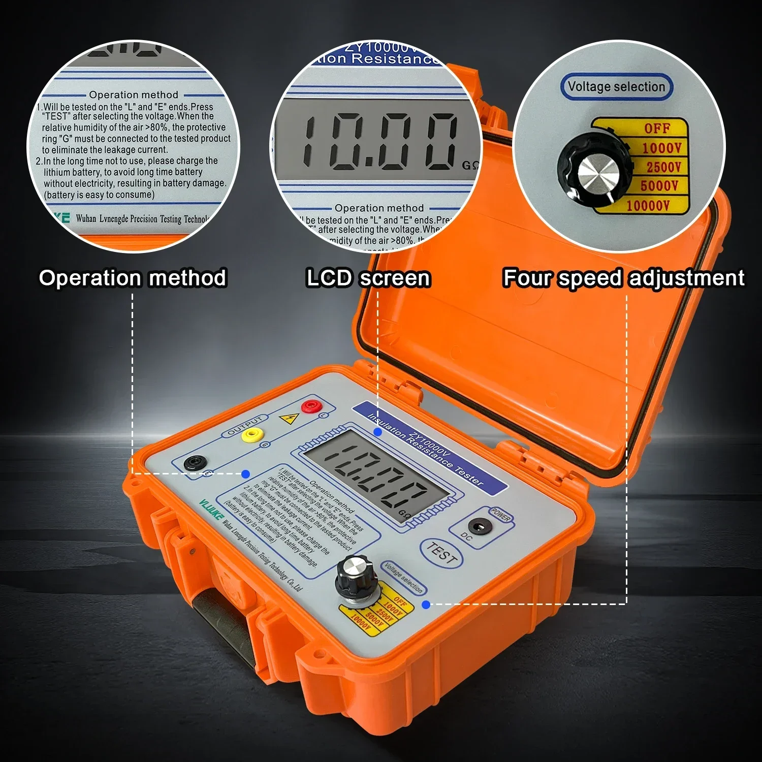 VLUUKE Digital Insulation Resistance Tester High-Precision Voltmeter Resistance Meter Megohmeter 0~10KV