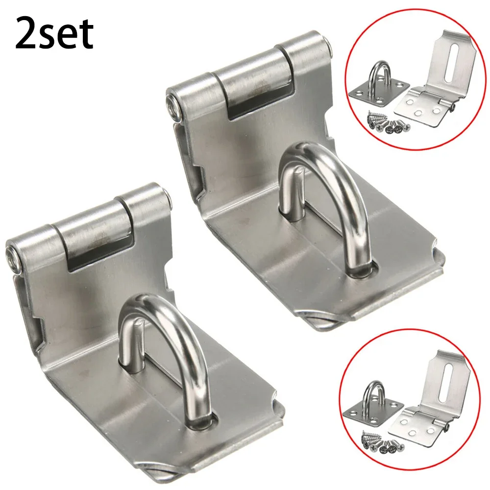 Gate Door Padlock Plate Latch Lock Security Drawer Hasp Stainless Steel Staple 90 Degrees Bedrooms Cabinet New