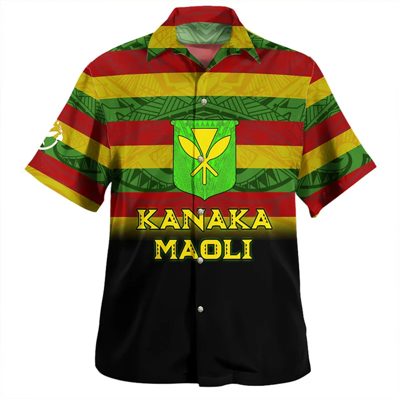 Neue Harajuku 3D-Druck amerikanische polynesische Hawaii Flagge Hemden Männer Mode Hawaii Mantel Arm Grafik kurze Hemden Tops Kleidung