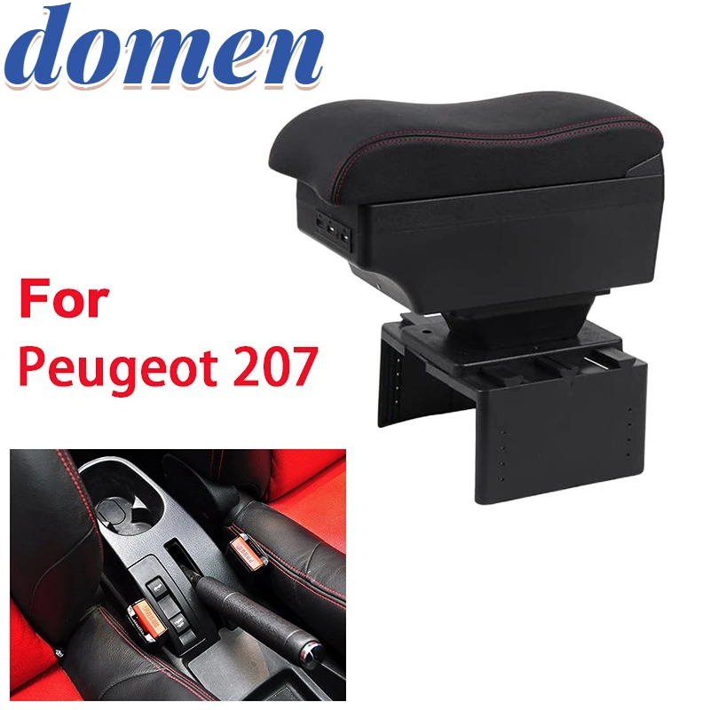 

For peugeot 207 armrest box For peugeot 207 car armrest box Internal modification USB charging Ashtray Car Accessories