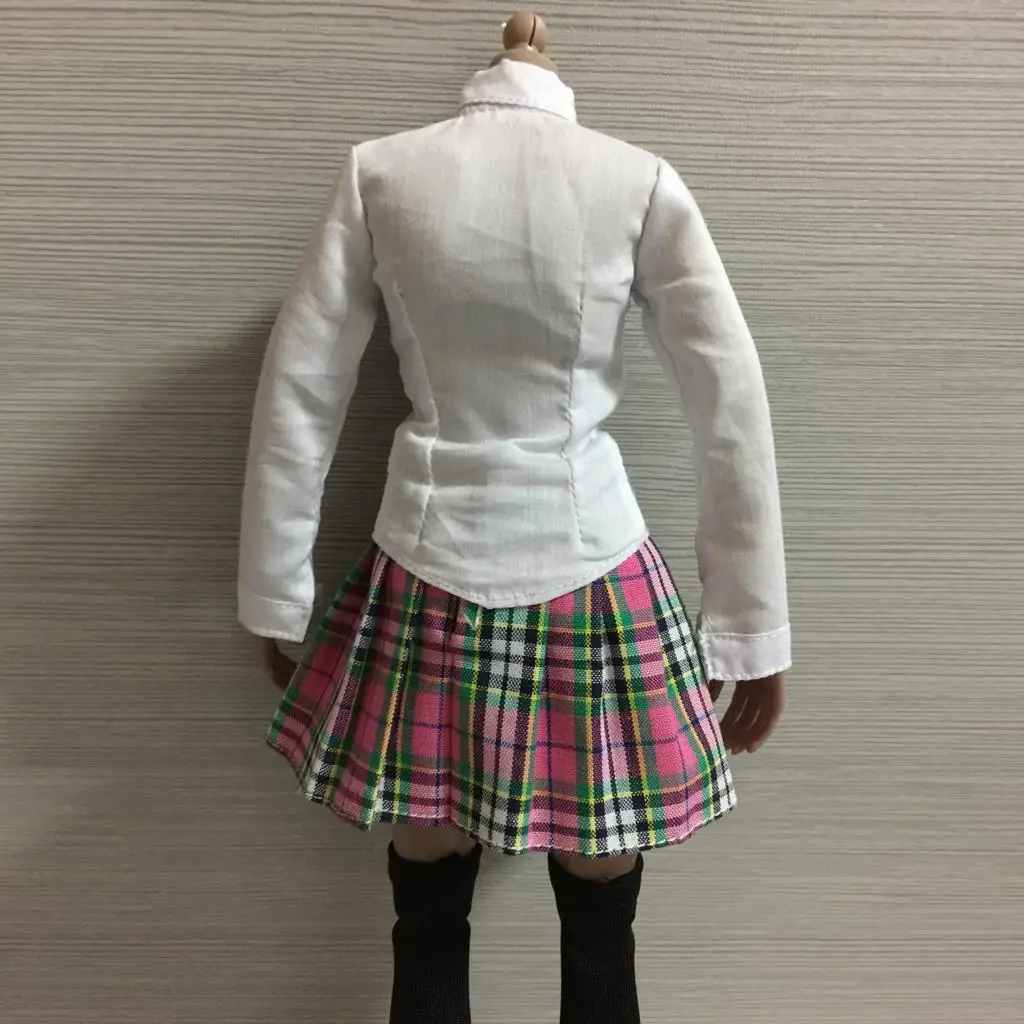 1/6 여학생 유니폼 셔츠 미니 스커트 타이 스타킹 세트 12" HT Phicen