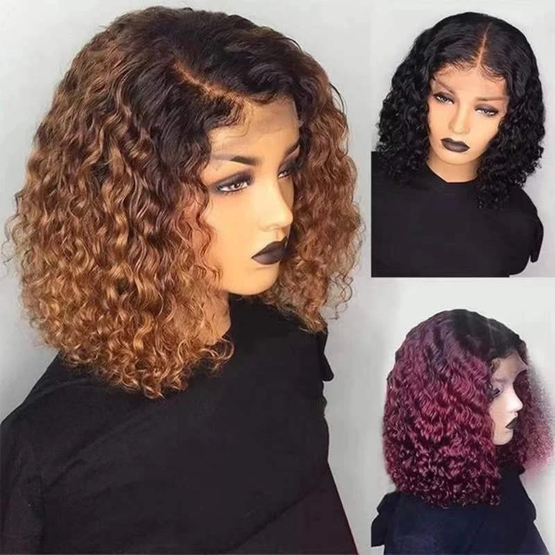 

New African- , European and American style women's gradient color short curly synthetic hair wig
