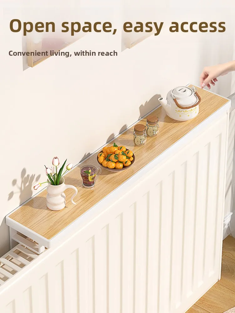 Wall-Mounted Wood Board Storage Rack above Radiator Simple Style Rectangular Shape No-Tool Installation Home Display Shelf
