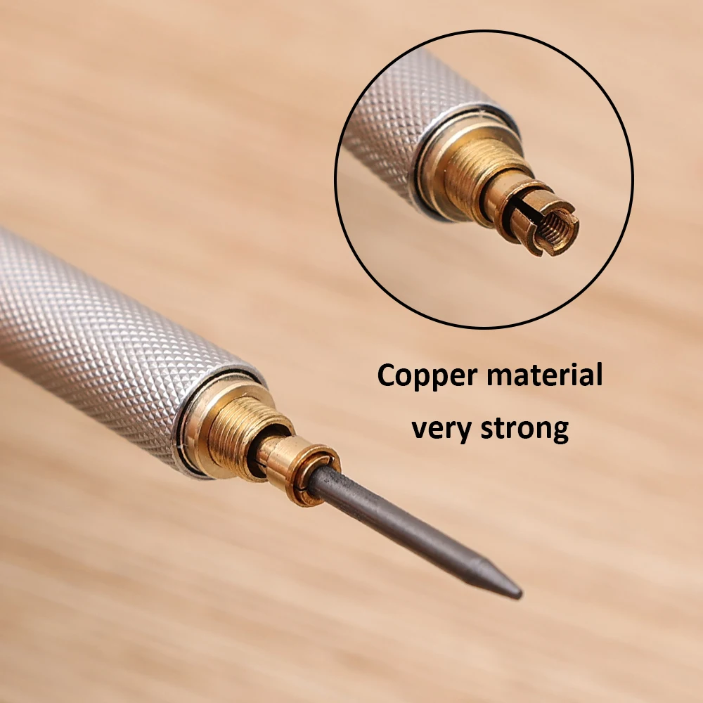 Druckbleistift aus Metall, 0,3 0,5 0,7 0,9 1,3 2,0 mm, Zeichnung, automatisches 2B/HB-Bleistiftset mit Minen, Büro, Schule, Schreiben, Kunst, Skizze – Detail 6