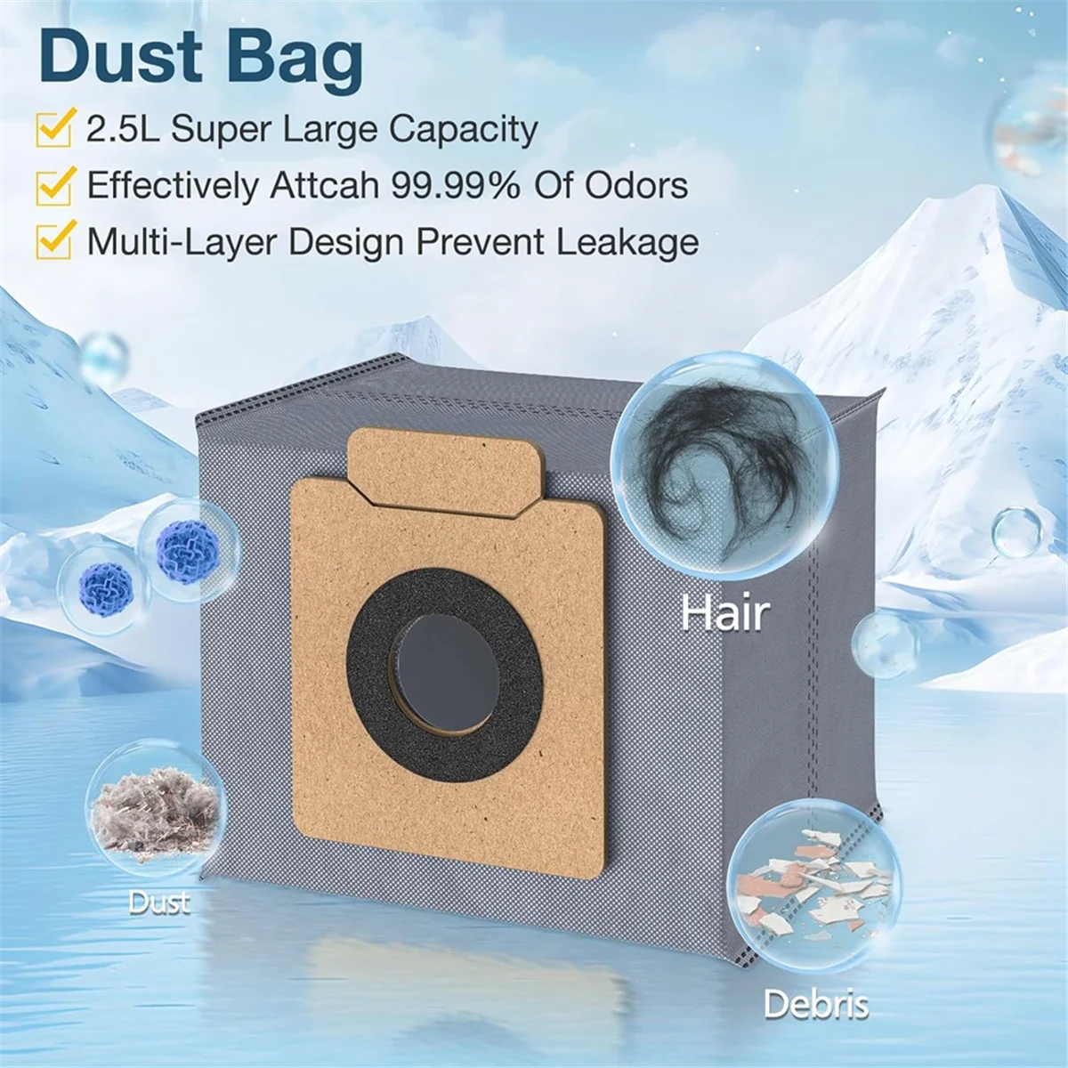 للمكنسة الكهربائية الروبوتية Eufy X8 Pro، ملحقات X8 Pro، فرشاة جانبية رئيسية، فلتر Hepa، أكياس غبار من القماش