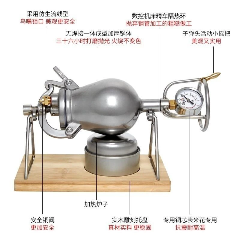 328ML Manual Popcorn Maker Stainless Steel Mini Home Use Popper Easy Clean Non-Stick Kernel Measurer