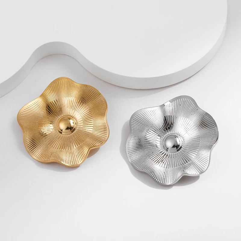 بريسكا | دبابيس زهرة معدنية جديدة للنساء من الفولاذ المقاوم للصدأ إكسسوارات الملابس المطلية بالذهب عيار 18 قيراط بالجملة #5