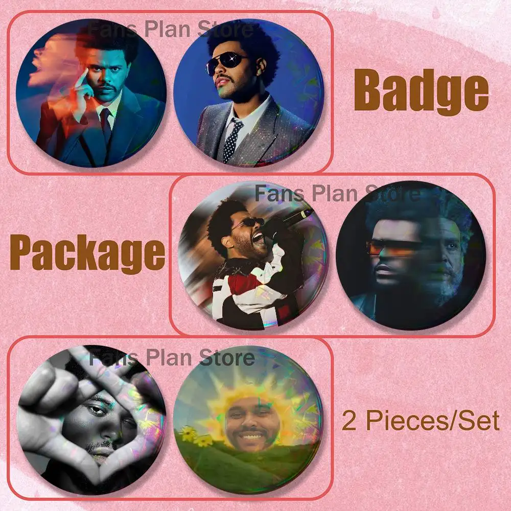 The W-Weeknd Brooches For Backpack Accessories 25,32,44,58,75mm Round Enamel Pins 2-piece Set Cartoon Anime Badge