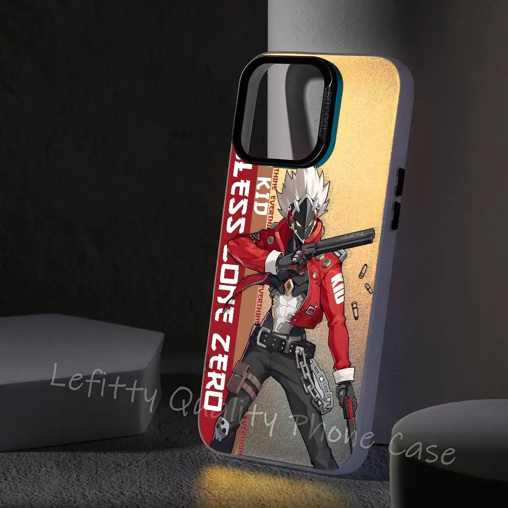 Zenless zona zero jogo caso de telefone para iphone 16 15 14 13 12 11 pro max fosco aurora multicolorido laser metálico gradiente funda