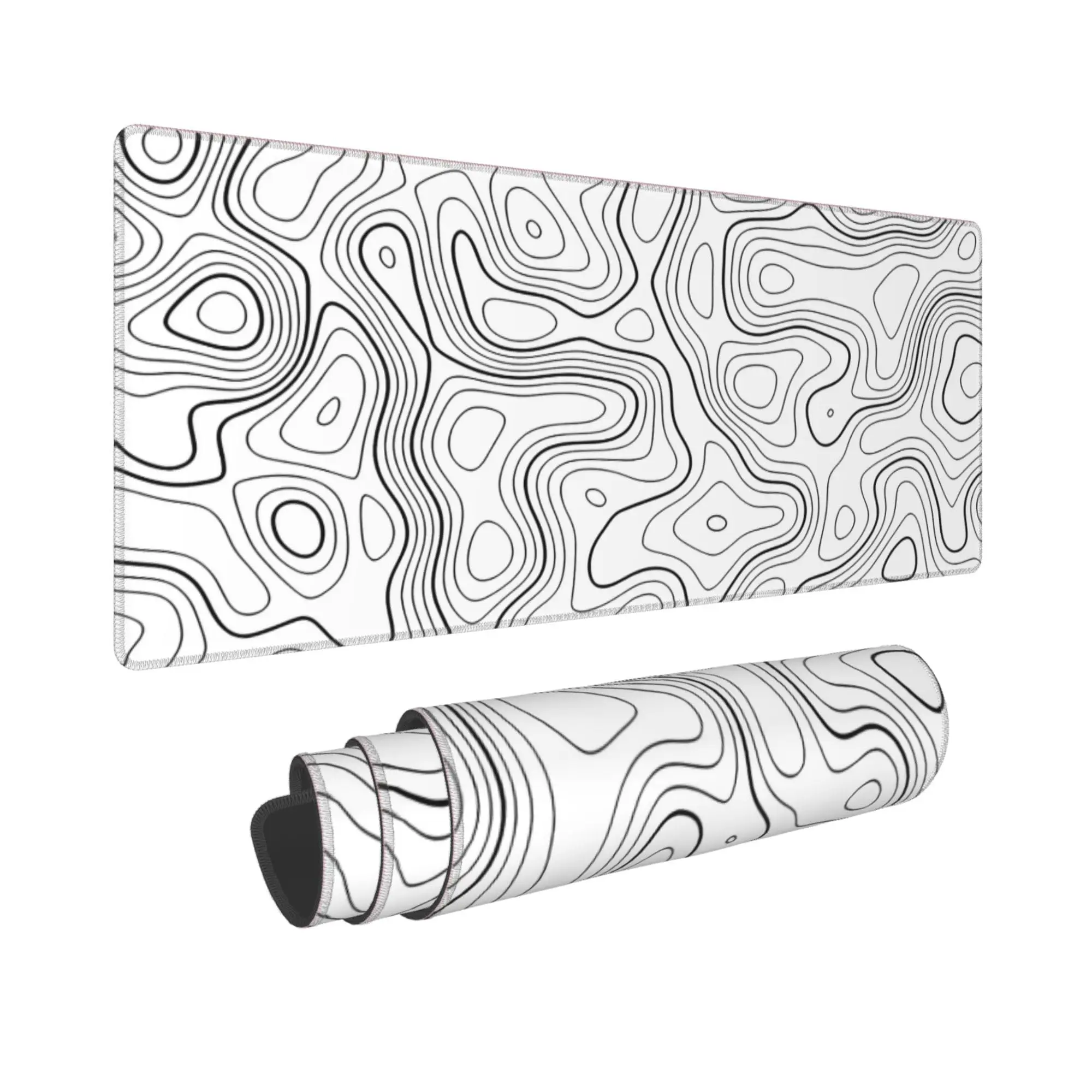 

Abstract Topographic Map White Grey Black Gaming Mouse Pad Large Desk Mat XXL Mousepad Keyboard Mats for Gaming Office