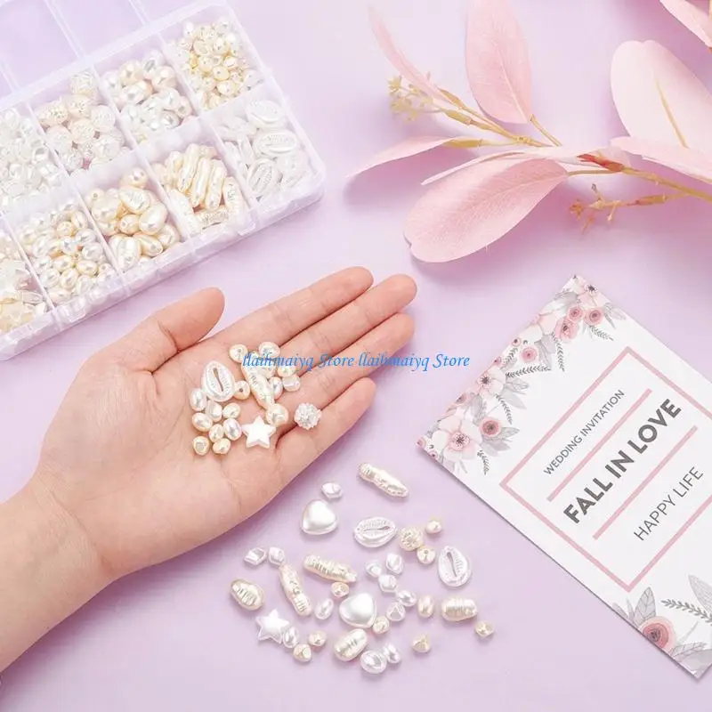 573b لؤلؤة تقليد مع ثقب غير منتظم شكل فو ، حبات فضفاضة مصنوعة يدويا ديي #4