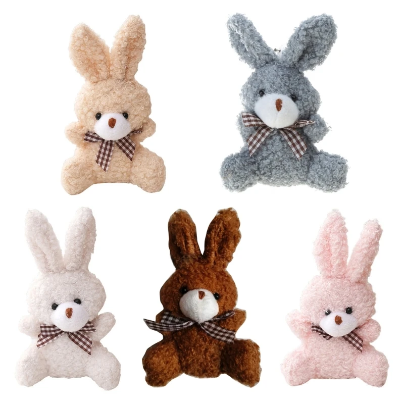 

5’’ Mini Rabbit Plush Bunny Keychain Ornament Women Handbag Decorations School Student Backpack Pendant