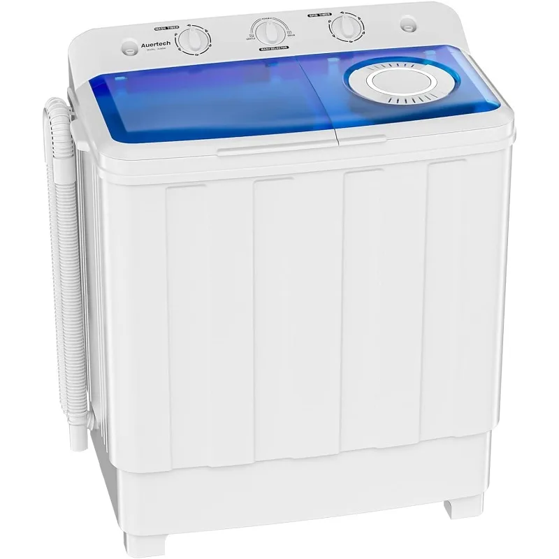 Przenośna pralka, 28lbs Twin Tub spryskiwacz Mini kompaktowa pralka z pompą odpływową, półautomatyczna pralka 18lbs 10lbs