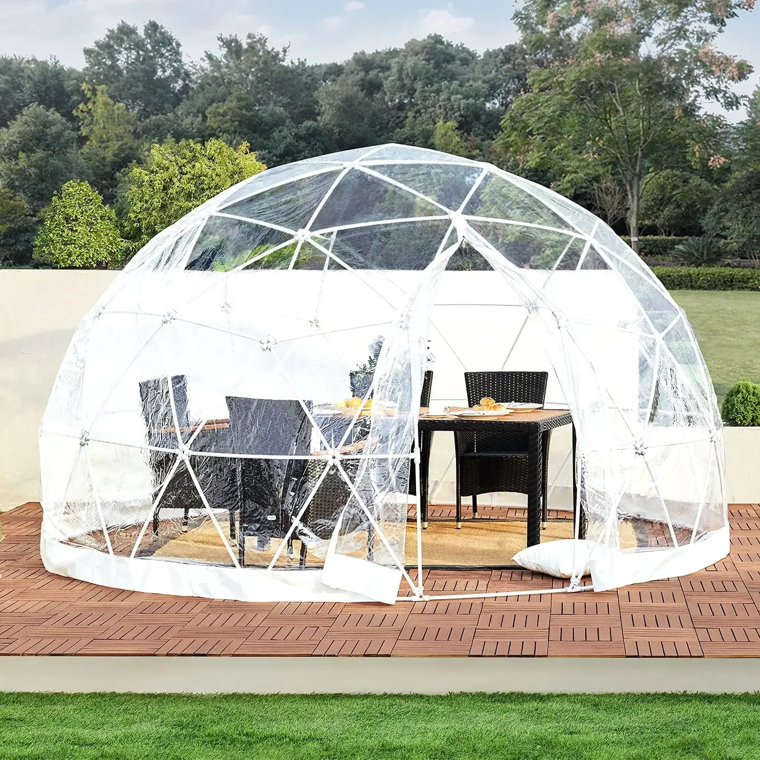 12FT Garden Dome House, Outdoor Clear Dome Tent Shelter Geodesic Dome 5-7 Person for Backyard Patios, Canopy, Customized