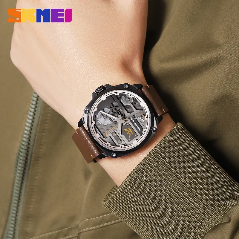 SKMEI Fashion Men\'s Watch Luxury Quartz Wristwatch Leather Strap Original Brand Business Man Clock