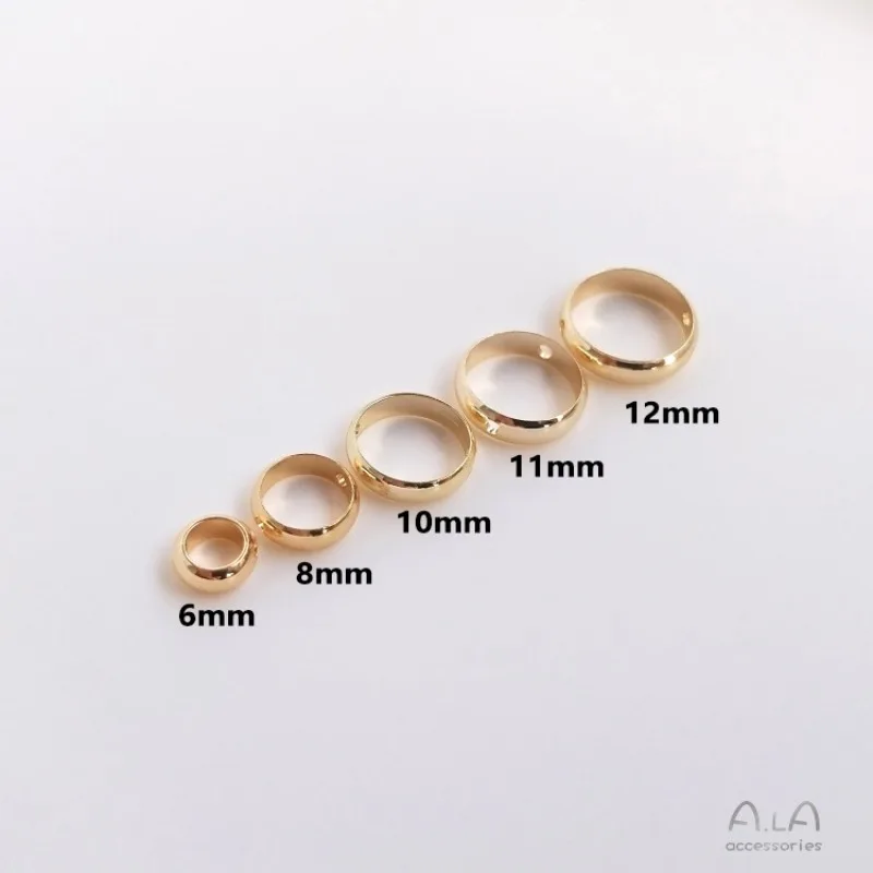 

14K Gold Color Retention Set Bead Ring, Round Bag Bead Ring Handmade DIY String Jewelry Accessories Bracelet Material Bead Ring