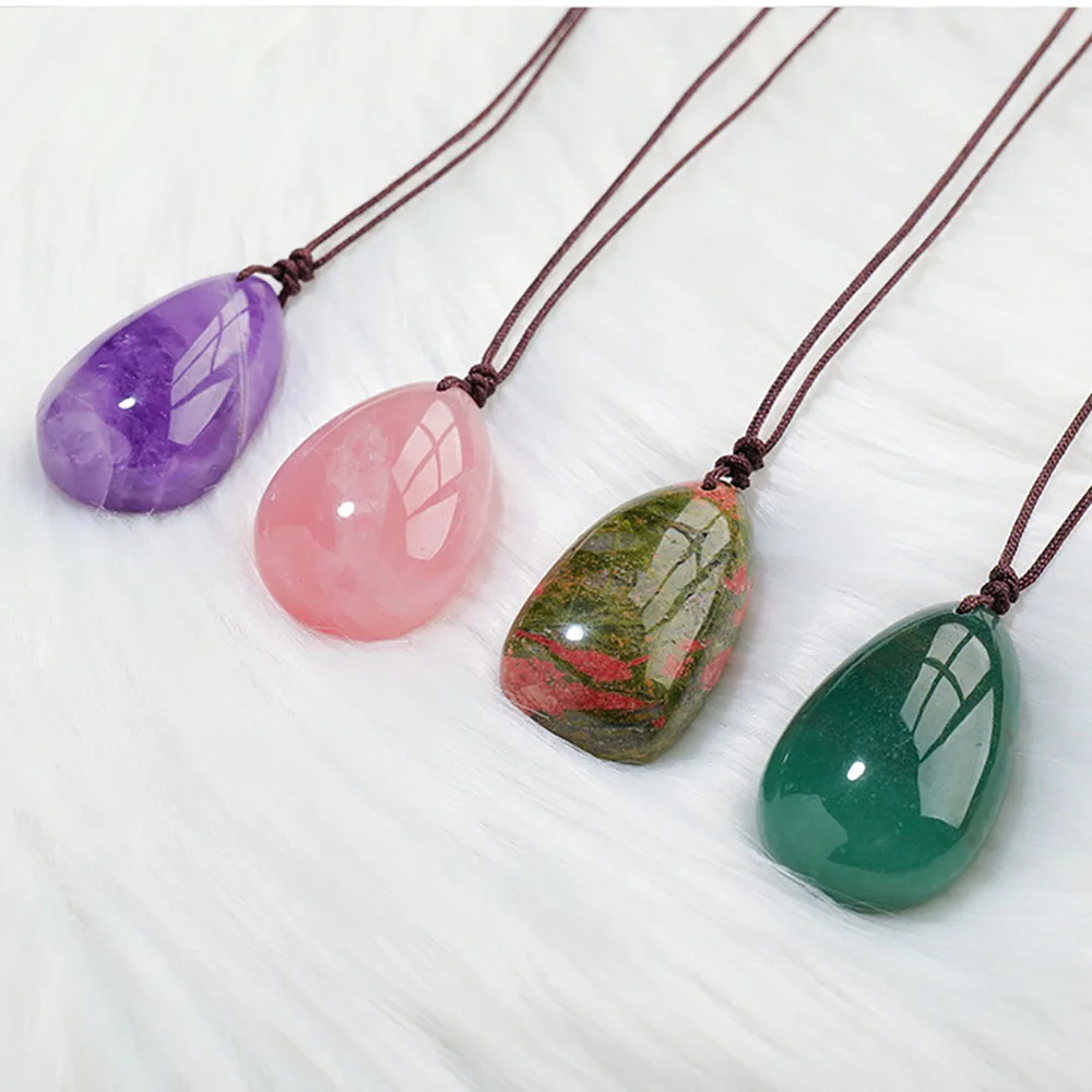 Natural Crystal Quartz Pendant Water Drop Healing Crystals Amethyst Tiger Eye Stones Citrine Lapis Lazuli Chakra Charms Necklace