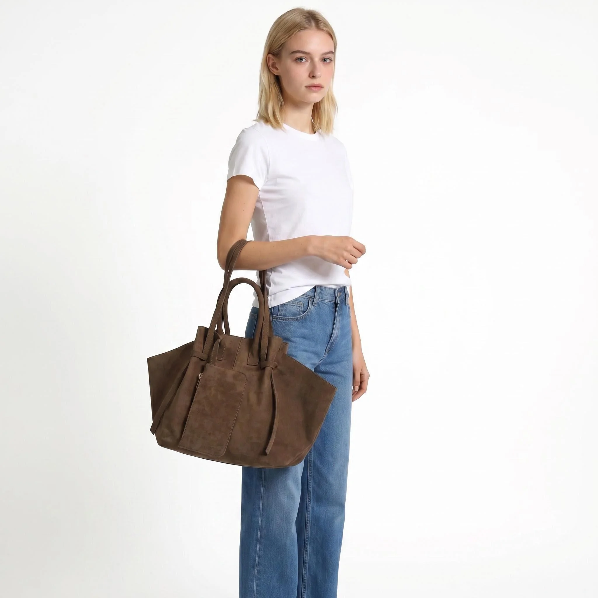 JIOMAY 2026 Damen Neue Vintage Tragetasche Große Wildleder Schultertasche Retro Hochwertige Handtasche und Unterarmtasche – Detail 5