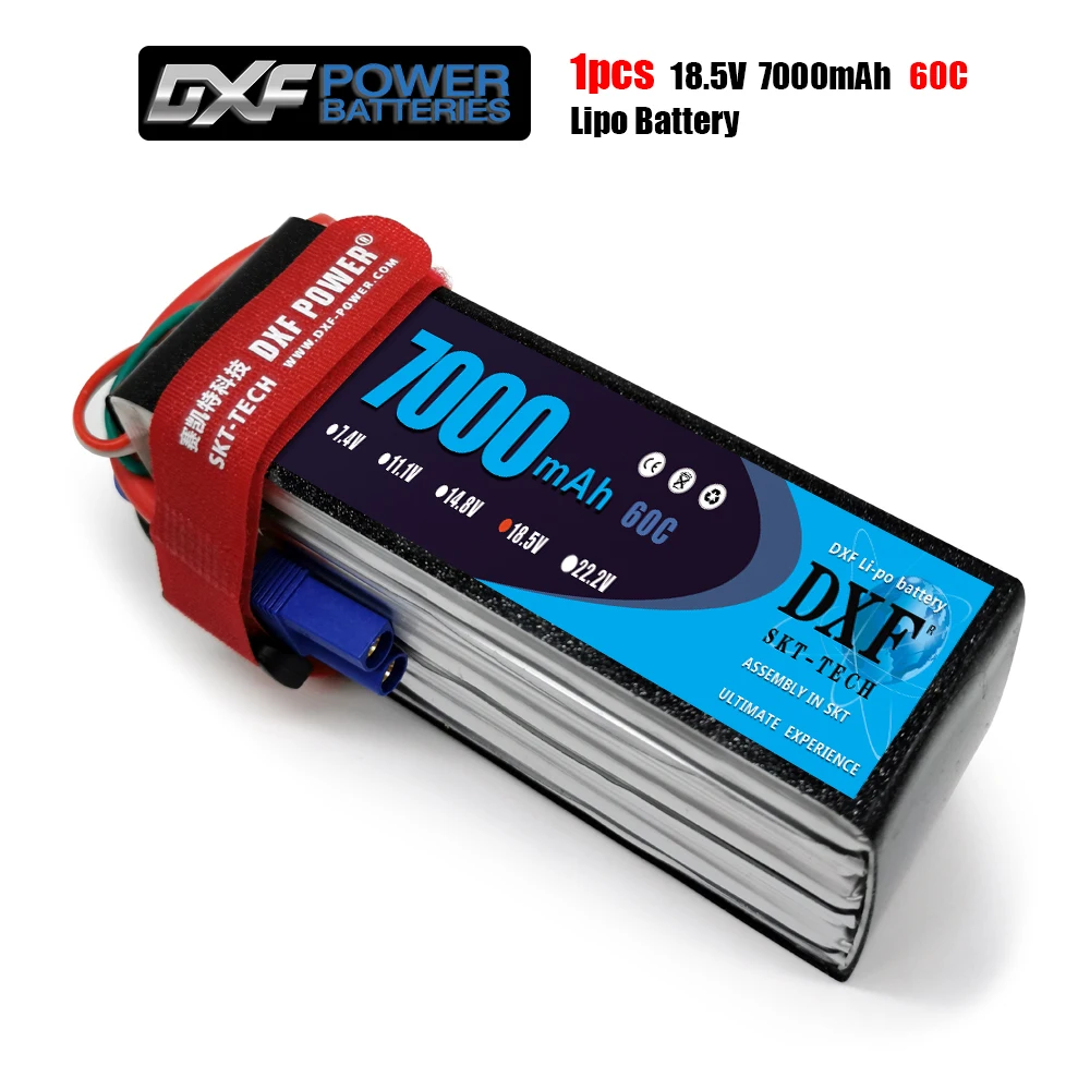 DXF-batería Lipo 4S para coche teledirigido, pila de 5S de 18,5 V, 14,8 V, 15,2 V, 22,2 V, 11,1 V, 7,4 V, 6S, 3S, 2S, 6500mAh, 7000mAh, 8000mAh, 8400mAh, 6750mAh, 5200mAh