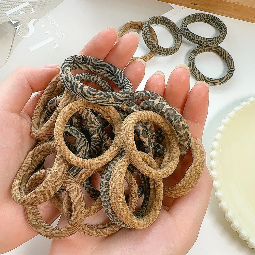 5 sztuk wzór w cętki wysokie elastyczne gumki do włosów Scrunchie krawaty wysoka elastyczność kucyk Holder kobiety dziewczęta gumki do włosów akcesoria linowe — zdjęcie 6