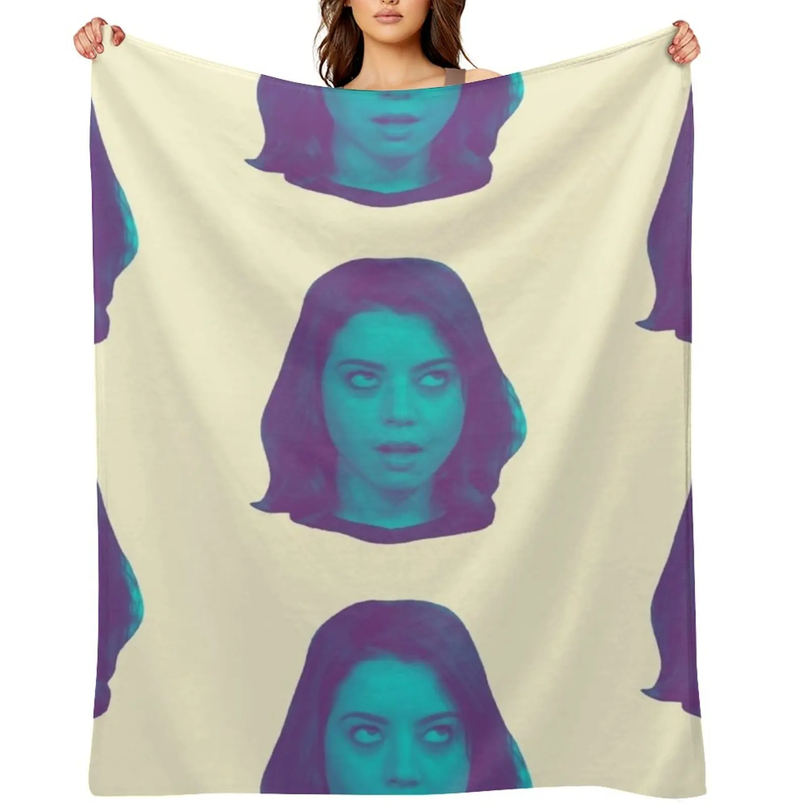 Aubrey Plazas Head Throw Blanket Soft Beds for babies anime Shaggy funny gift Heavy Blankets