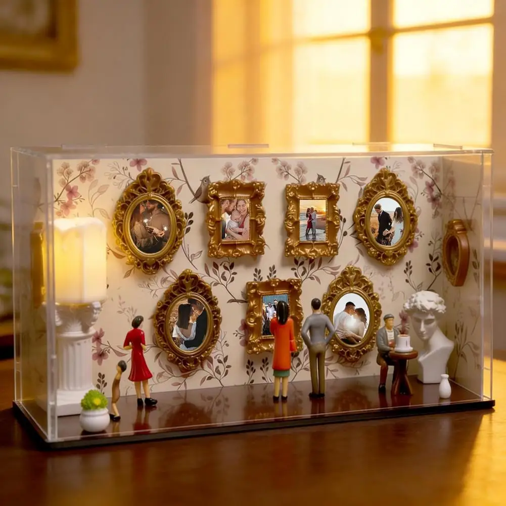 DIY Shadow Box Frame Kit Mini Museum Silhouette Display Case with Gold Frames Figurines for Wedding Anniversary Home Decor Gift