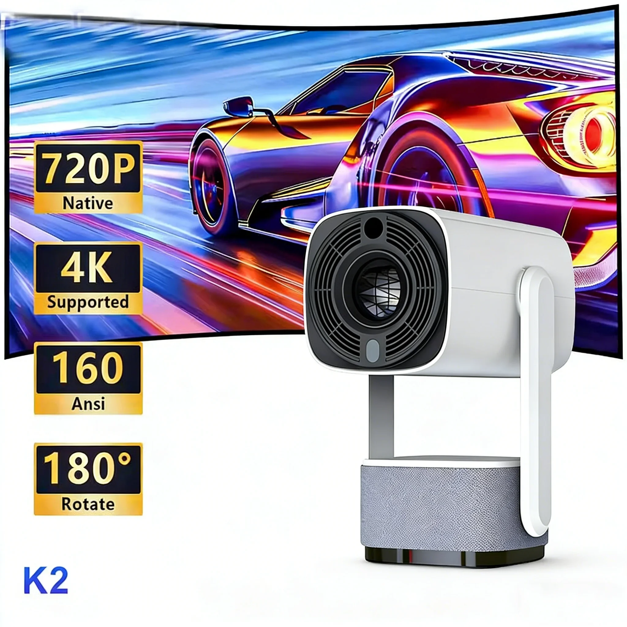 Smart Mini Projector K2 Portable Android 11 WiFi 6 BT 5.0 LED Bulb Home Theater Auto Focus