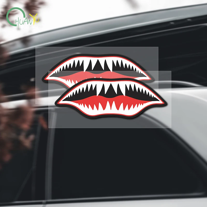 

Shark Mouth Unique Creative Scratch Covering Decorative Car Motorcycle Sticker Waterproof Reflective