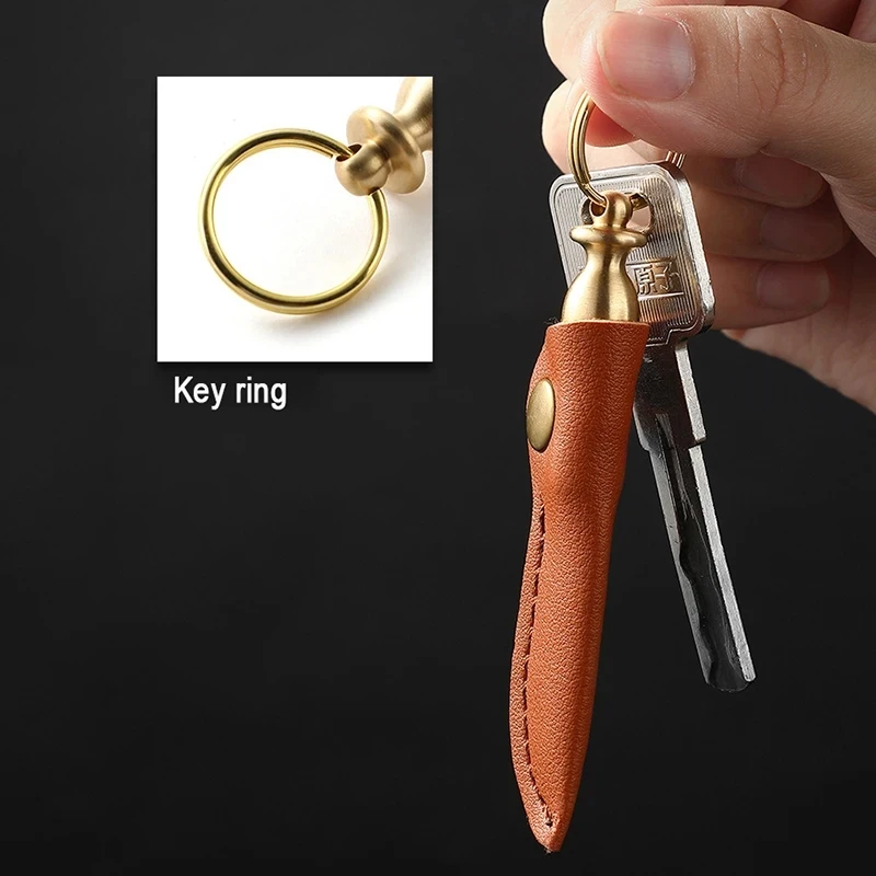 Brass MINI Knife Portable Unboxing Straight Knife With Leather Case CS GO Hanging Outdoor Camping EDC Box Opener Knife