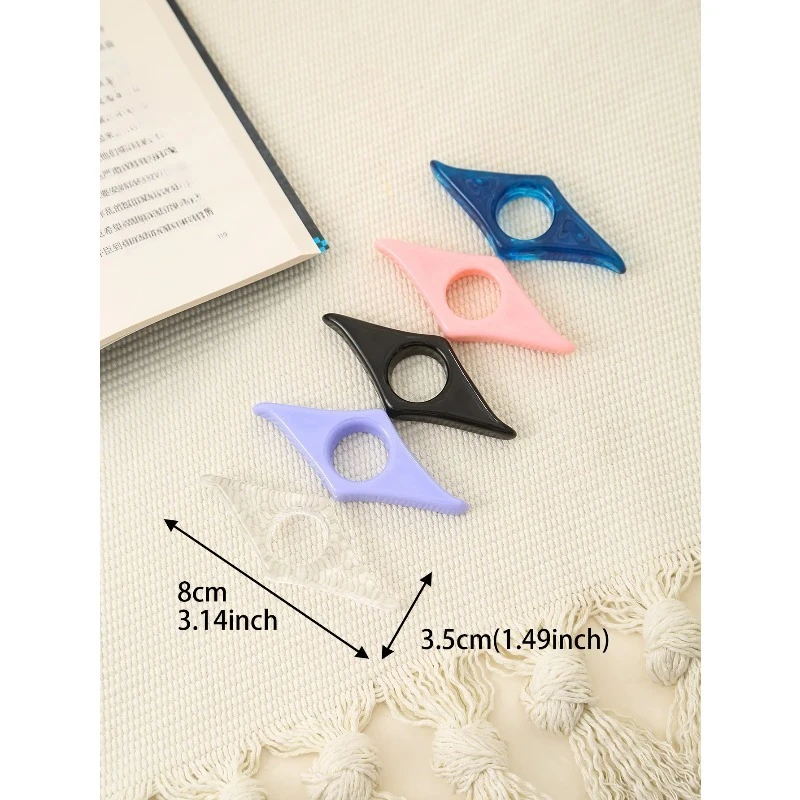 Random 3Pcs Reading Acrylic Bookmark Thumb Book Clip Bookmark Thumb Ring Book Accessory Teacher Supplies Aid For Books