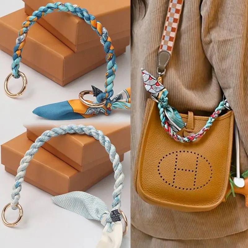 Seidenschal-Band als Handtaschen-Accessoire: Modische Schal-Metallschnalle, Taschengriff-Dekoration, Schleife, Multifunktionsband, Handtaschenriemen