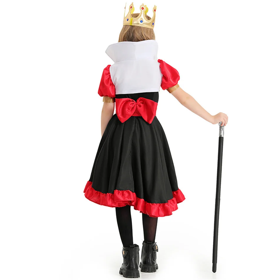 Girls Poker Queen Cosplay Halloween Carnival Party Fantasy Dress Kids Alice Queen of Hearts Stage Performance Children Costume