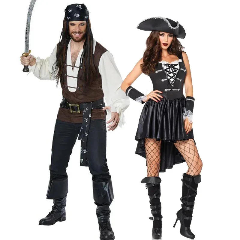 

NEW Carnival Halloween Caribbean Pirates Couple Costume Captain Huntress Clubwear Play Suit Cosplay Fancy Party Dress