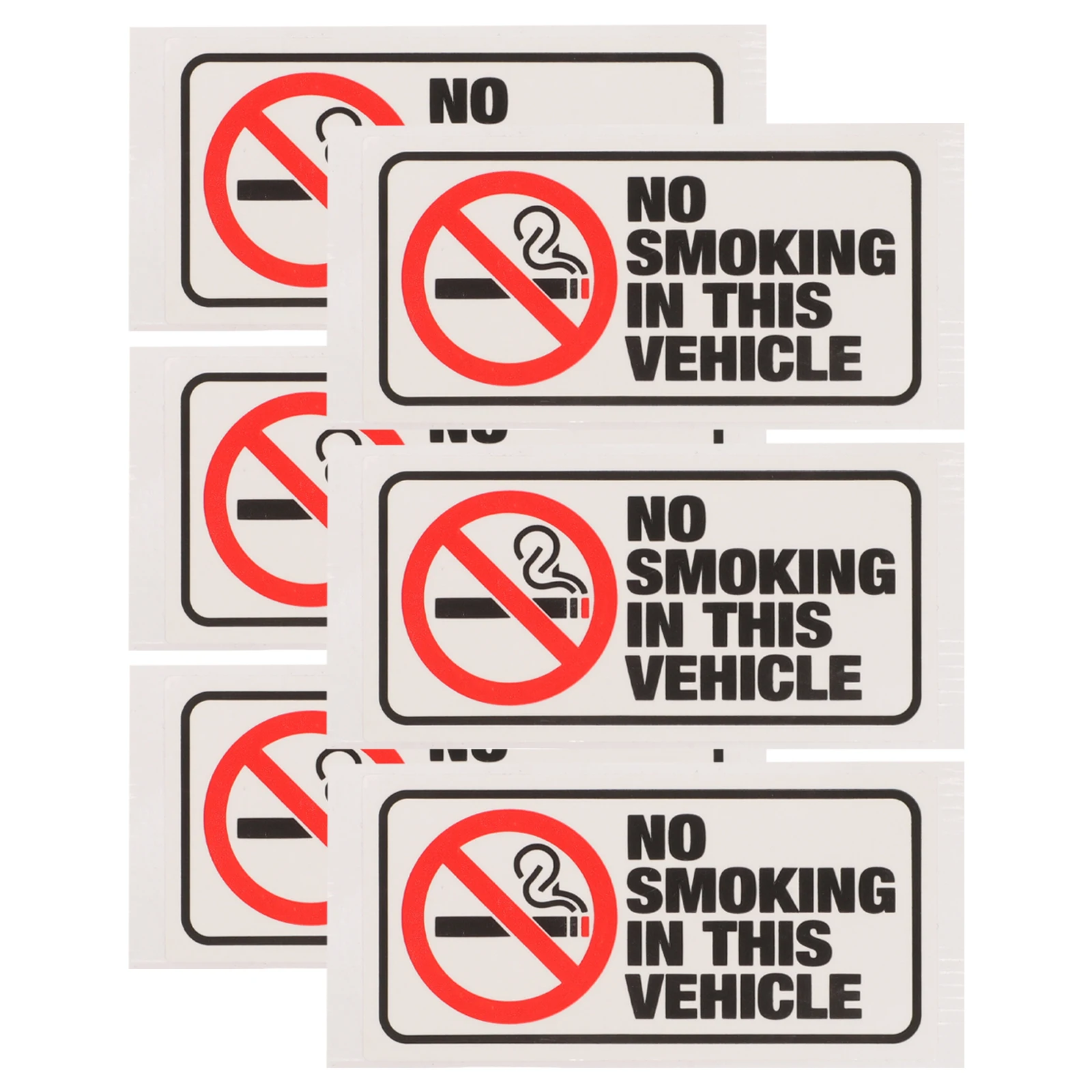 

6 pcs No Smoking In This Vehicle Sticker Warning Sign Decal For Car Adhesive Easy Apply Reusable Smooth Surface Safe