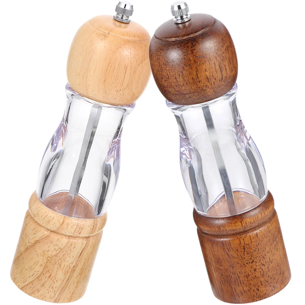 

2Pcs Manual Pepper Salt Grinder Sturdy Portable Grinding Tool for Kitchen Hotel Restaurant Seasoning Salt and Pepper