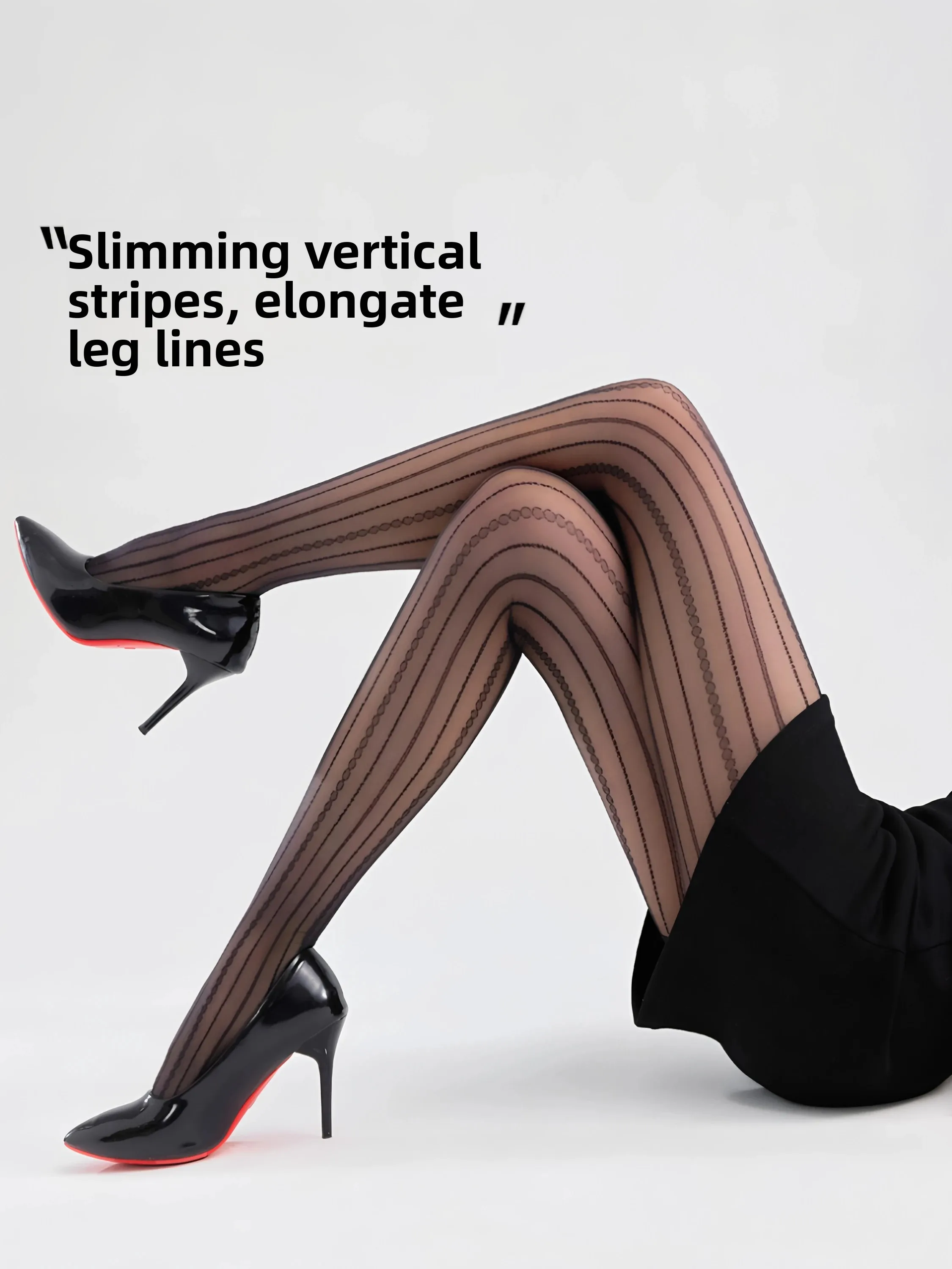 Ultra-Thin 0D Stockings White Silk Sexy Grey Vertical Striped Anti-Catch Ladies Tights Slimming Black Stockings Pantyhose