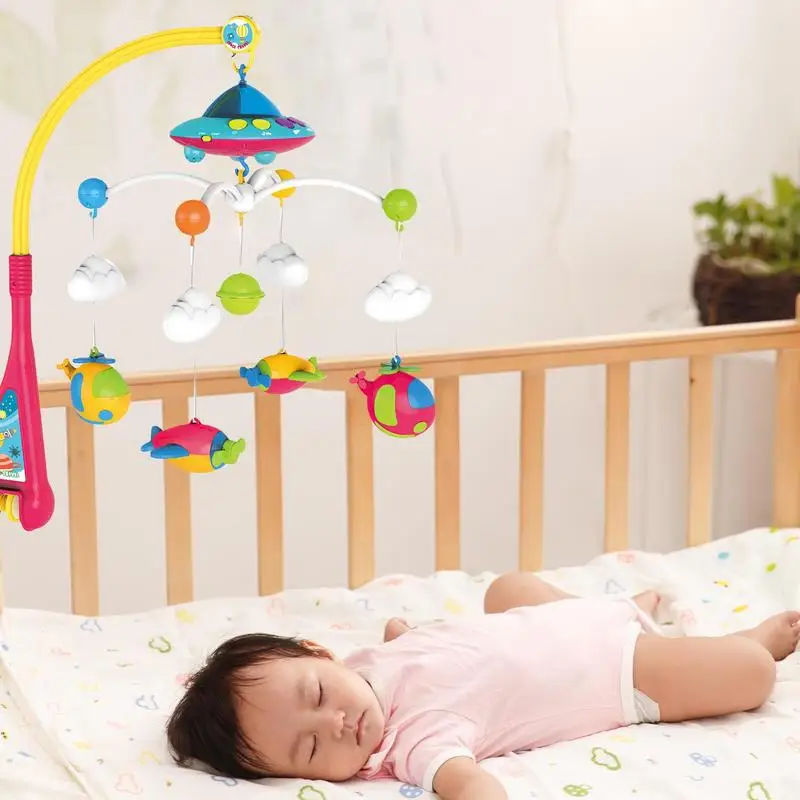 Luces de juguete para cuna de bebé, función de proyector, cama Musical para niños, juguete colgante con Control remoto, decoración de guardería, Bab multifuncional