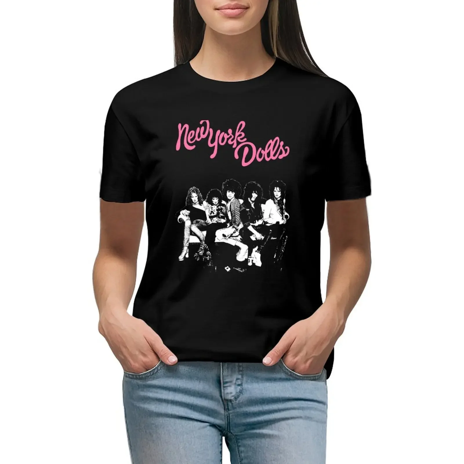 

New York Dolls T-Shirt cute tops blanks hippie clothes heavyweights t shirts for Women loose fit